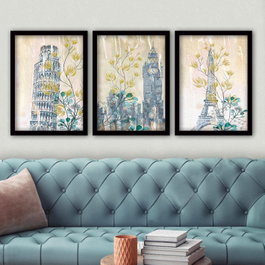 Wallity Cuadro Decorativo Enmarcado 3 Piezas Multicolor 35x45 cm